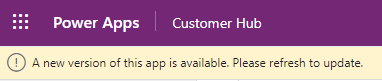 Warning with text “A new version of this app is available”